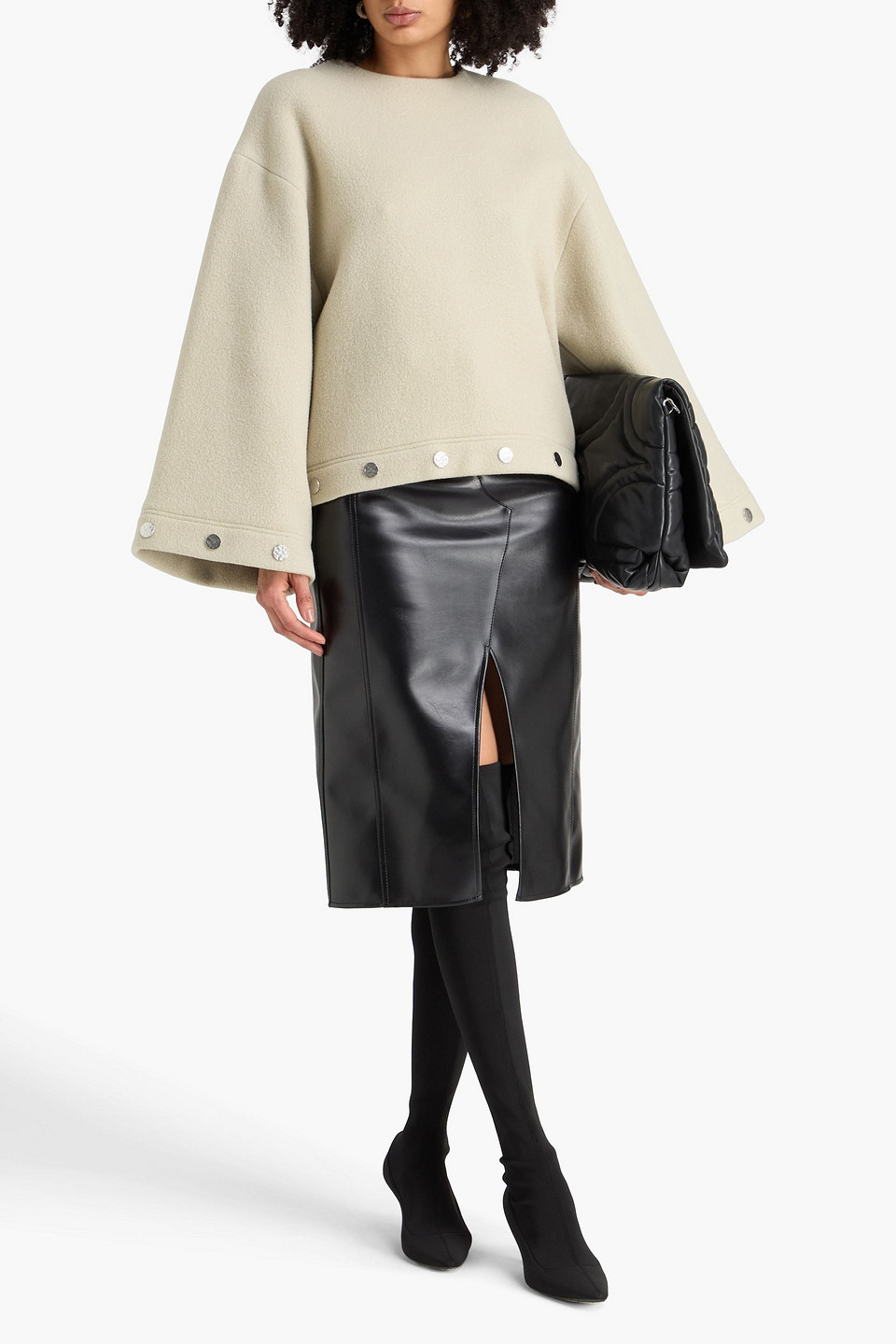  Nanushka - Studded Wool-blend Felt Top - Neutral - Xs 