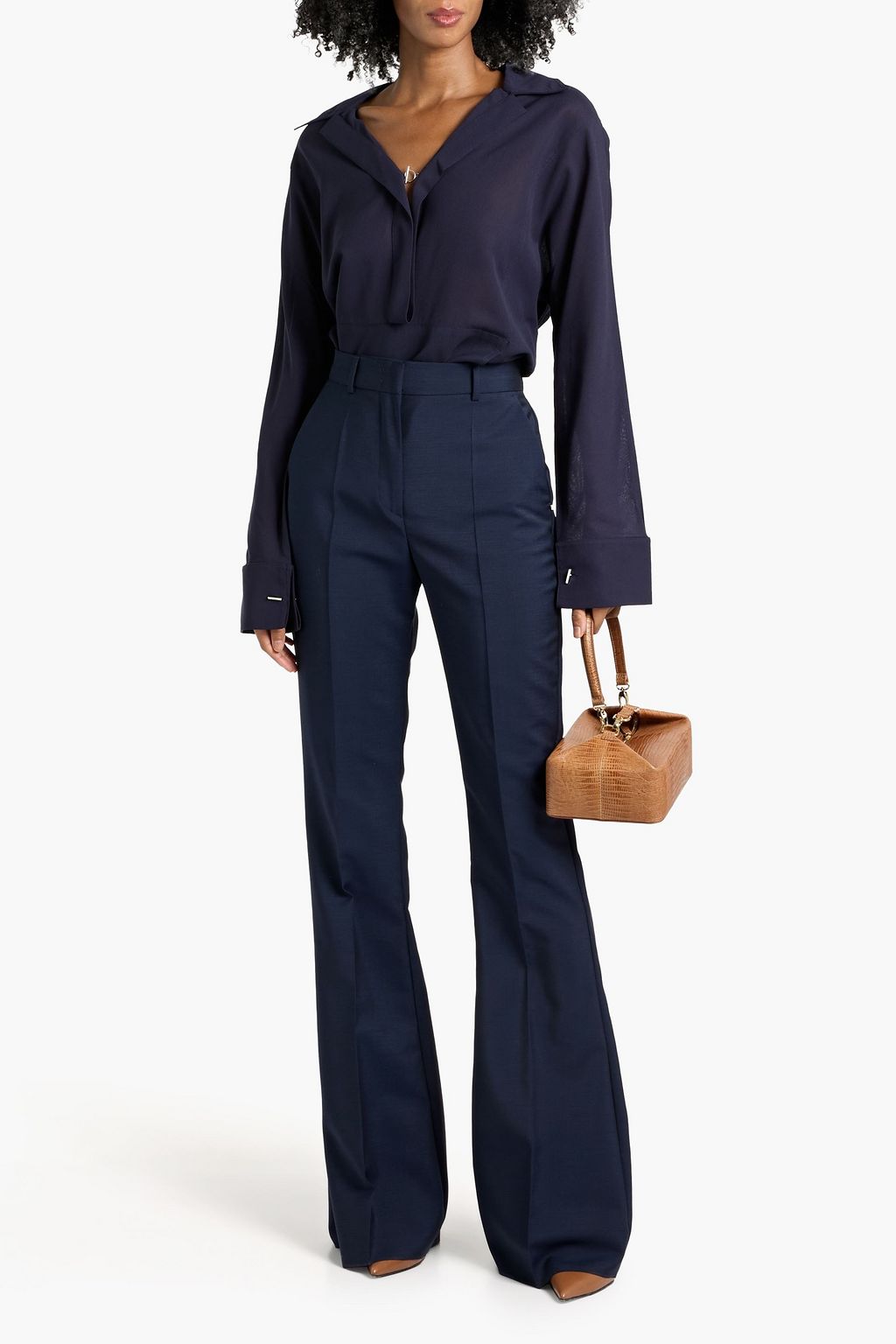 SPORTMAX Aero pleated grain de poudre flared pants