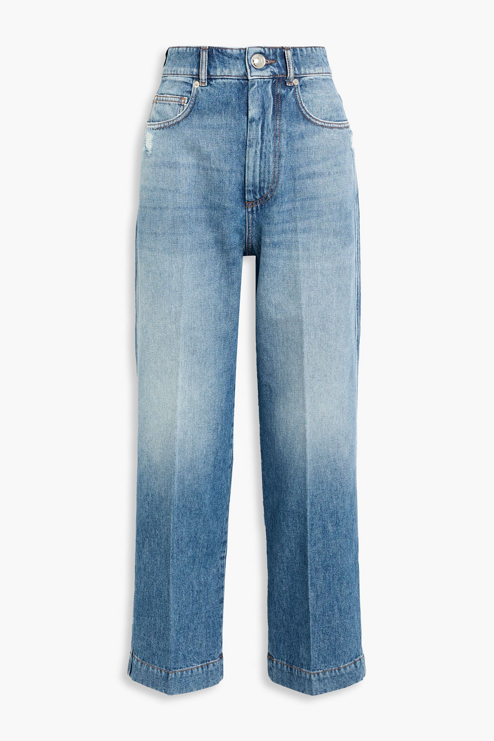 Sportmax Conio Distressed High-rise Straight-leg Jeans In Blue