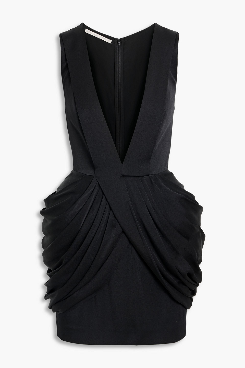 stella mccartney - pleated satin-crepe mini dress - black - it 40