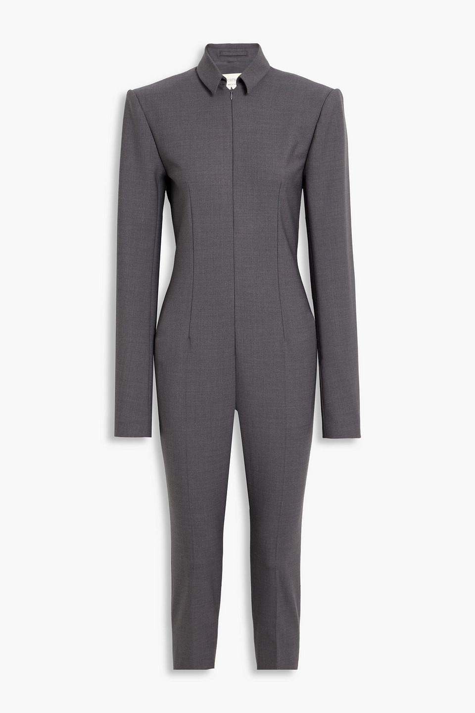 Sportmax Ardenne Cropped Woven Jumpsuit In Gray