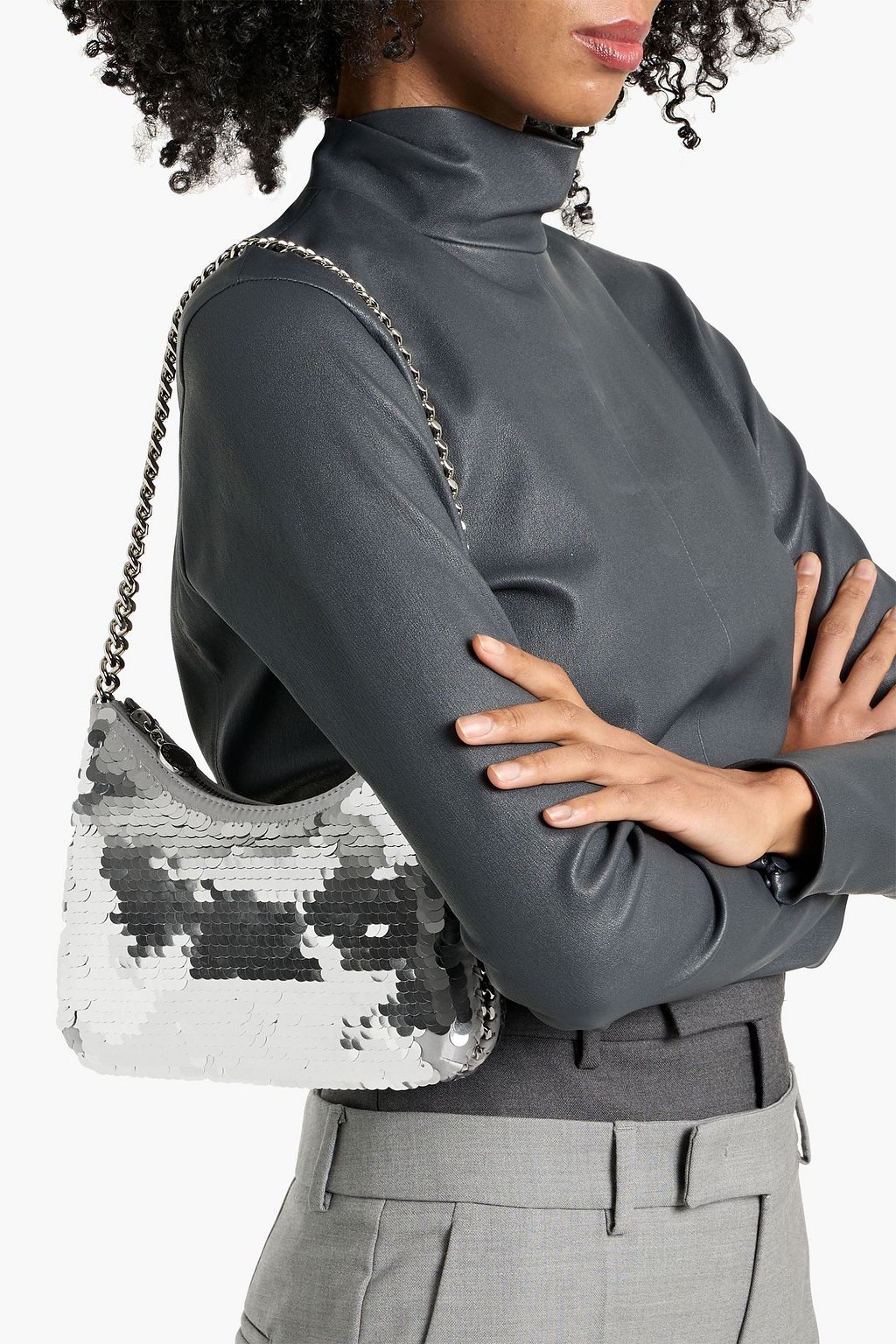 STELLA MCCARTNEY Falabella sequined satin shoulder bag