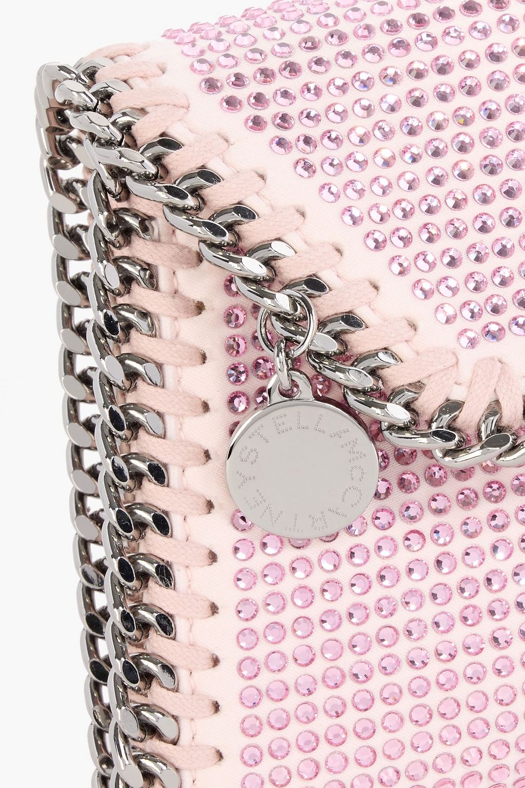 STELLA MCCARTNEY Falabella crystal-embellished satin clutch