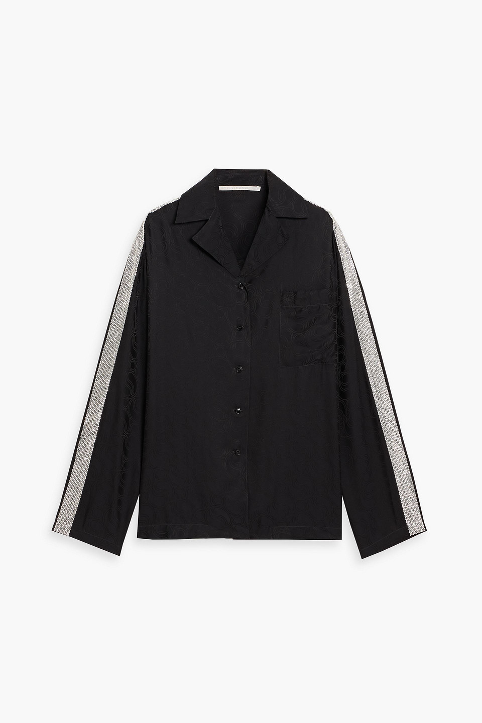 Stella Mccartney Crystal-embellished Satin-jacquard Shirt In Blue