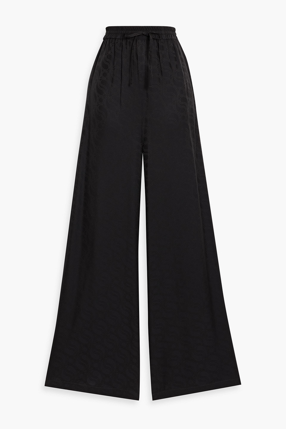 Stella Mccartney Crystal-embellished Satin-jacquard Wide-leg Pants In Black