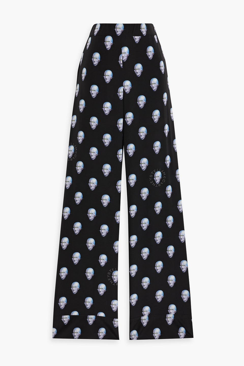 stella mccartney sorayama - printed silk crepe de chine wide-leg pants - black - s