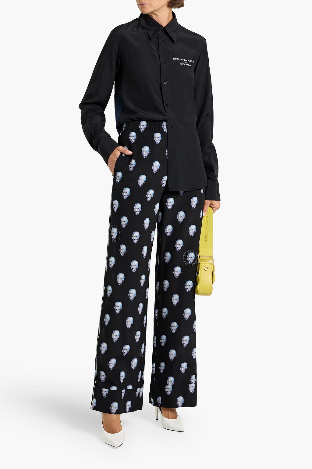 STELLA MCCARTNEY + SORAYAMA Printed silk crepe de chine wide-leg pants