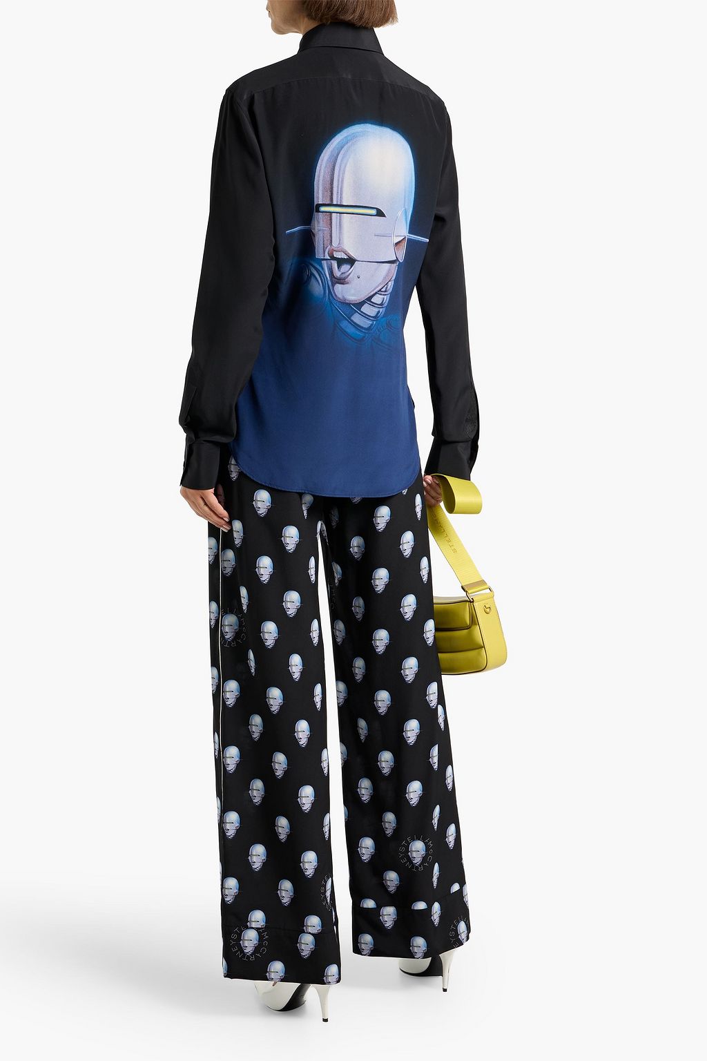STELLA MCCARTNEY + Sorayama printed silk crepe de chine shirt
