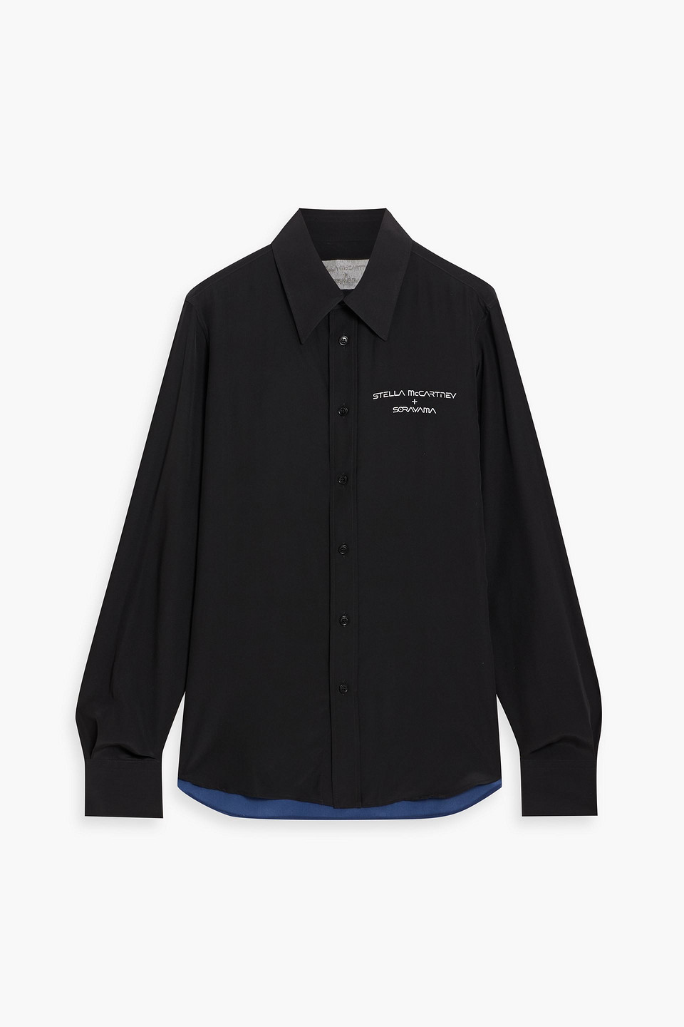 Stella Mccartney Sorayama Printed Silk Crepe De Chine Shirt In Blue