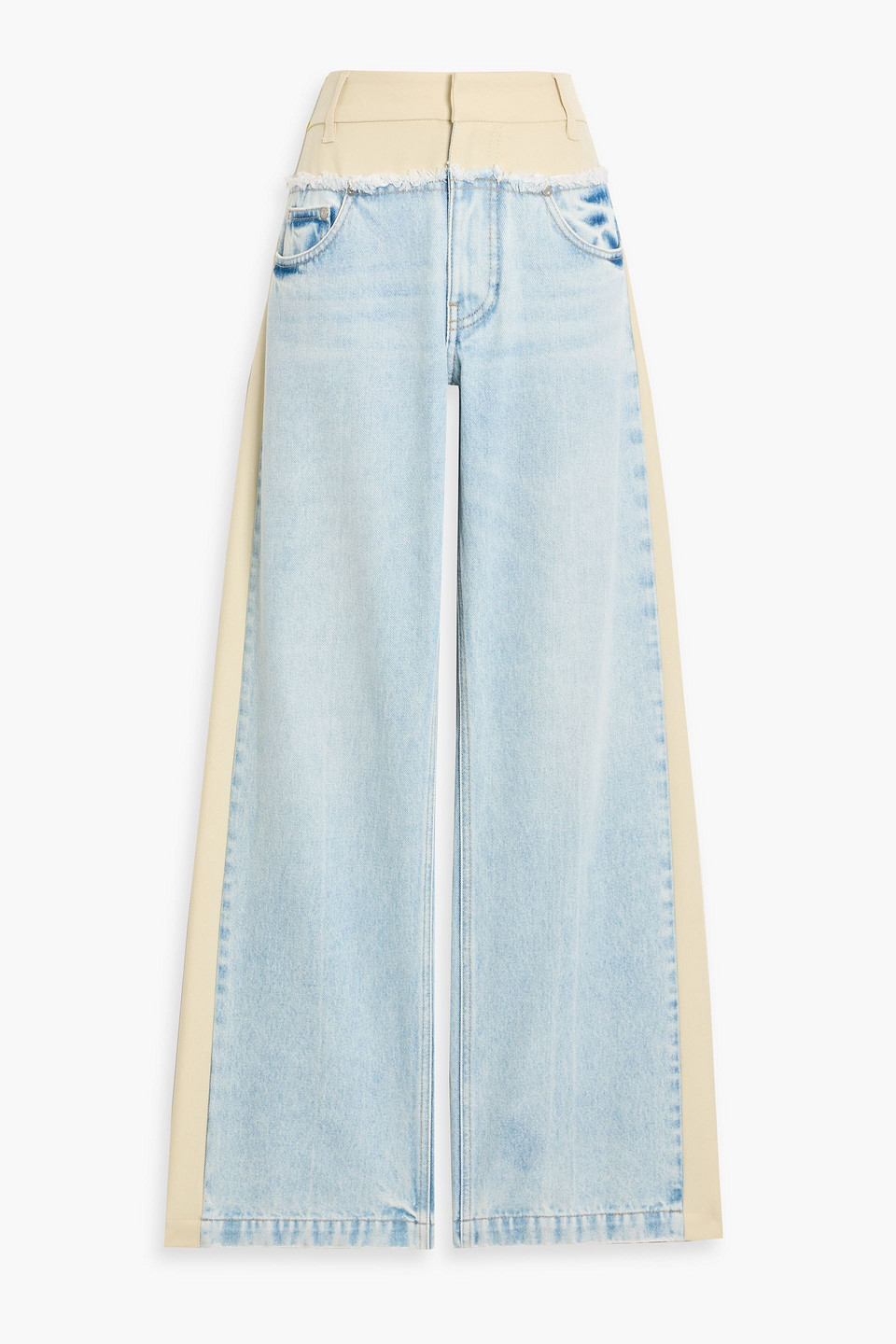 stella mccartney - gabardine-paneled high-rise wide-leg jeans - blue - 30