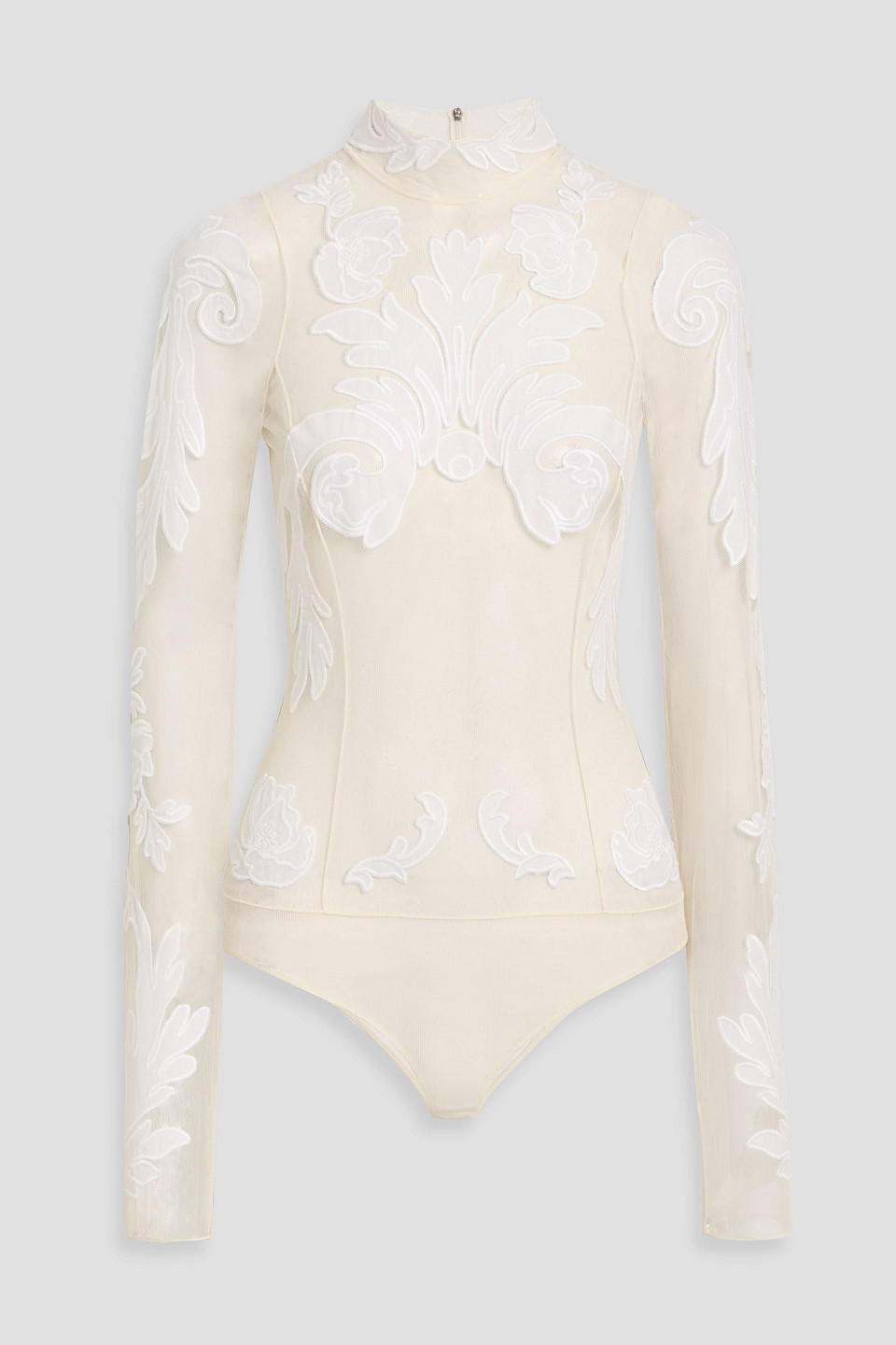 Stella Mccartney Guipure Lace And Tulle Bodysuit In Neutral