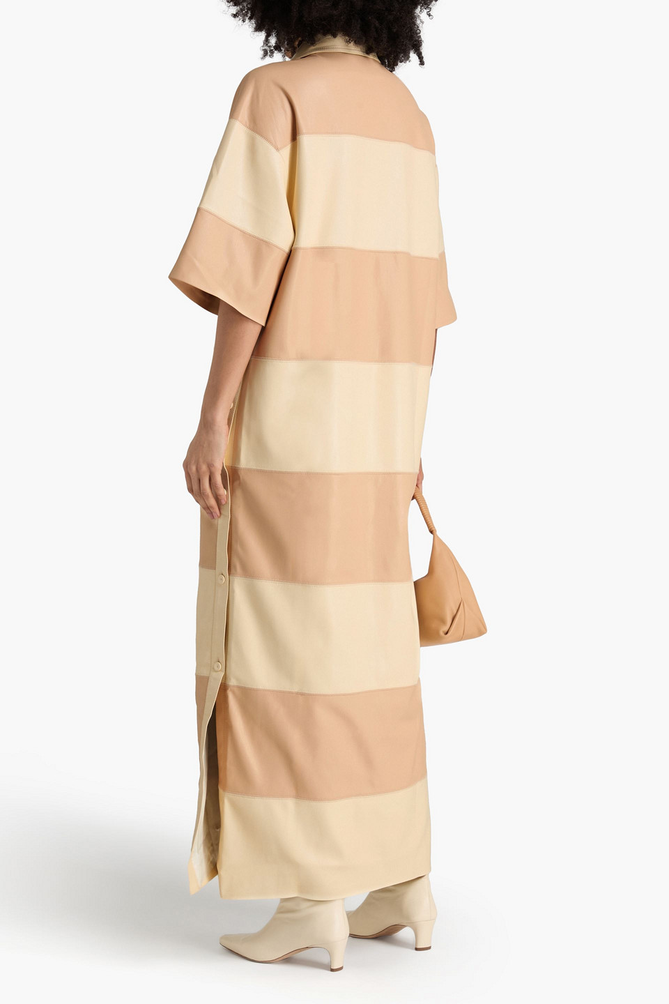  Nanushka - Hemdkleid In Maxilänge In Patchwork-optik Mit Streifen - Neutral - Xxs 