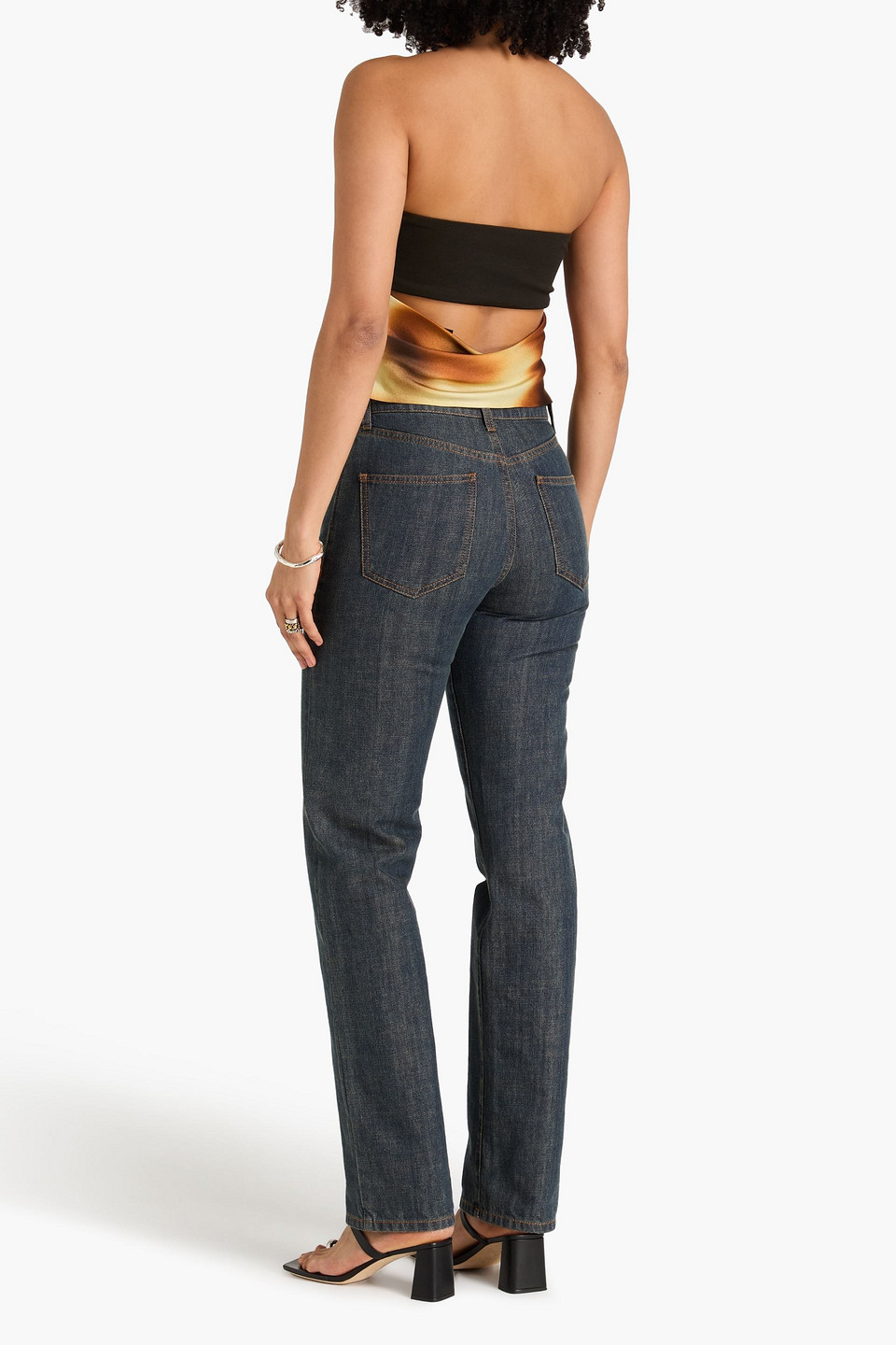  Nanushka - Trägerloses Oberteil Aus Jersey Und Seiden-twill Mit Batikmuster, Cut-outs Und Drapierung - Schwarz - Xxs 