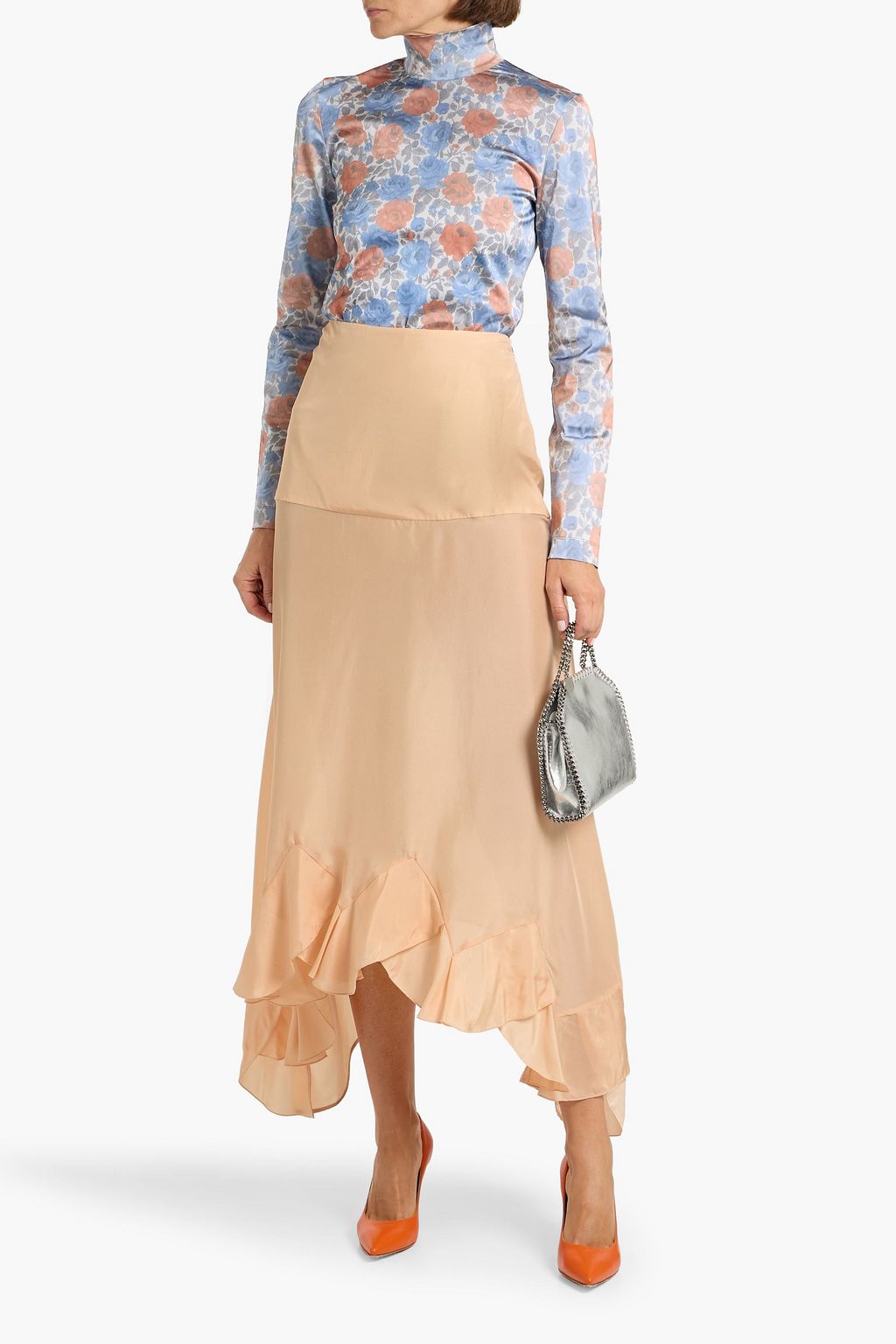 STELLA MCCARTNEY Asymmetric silk-satin maxi skirt