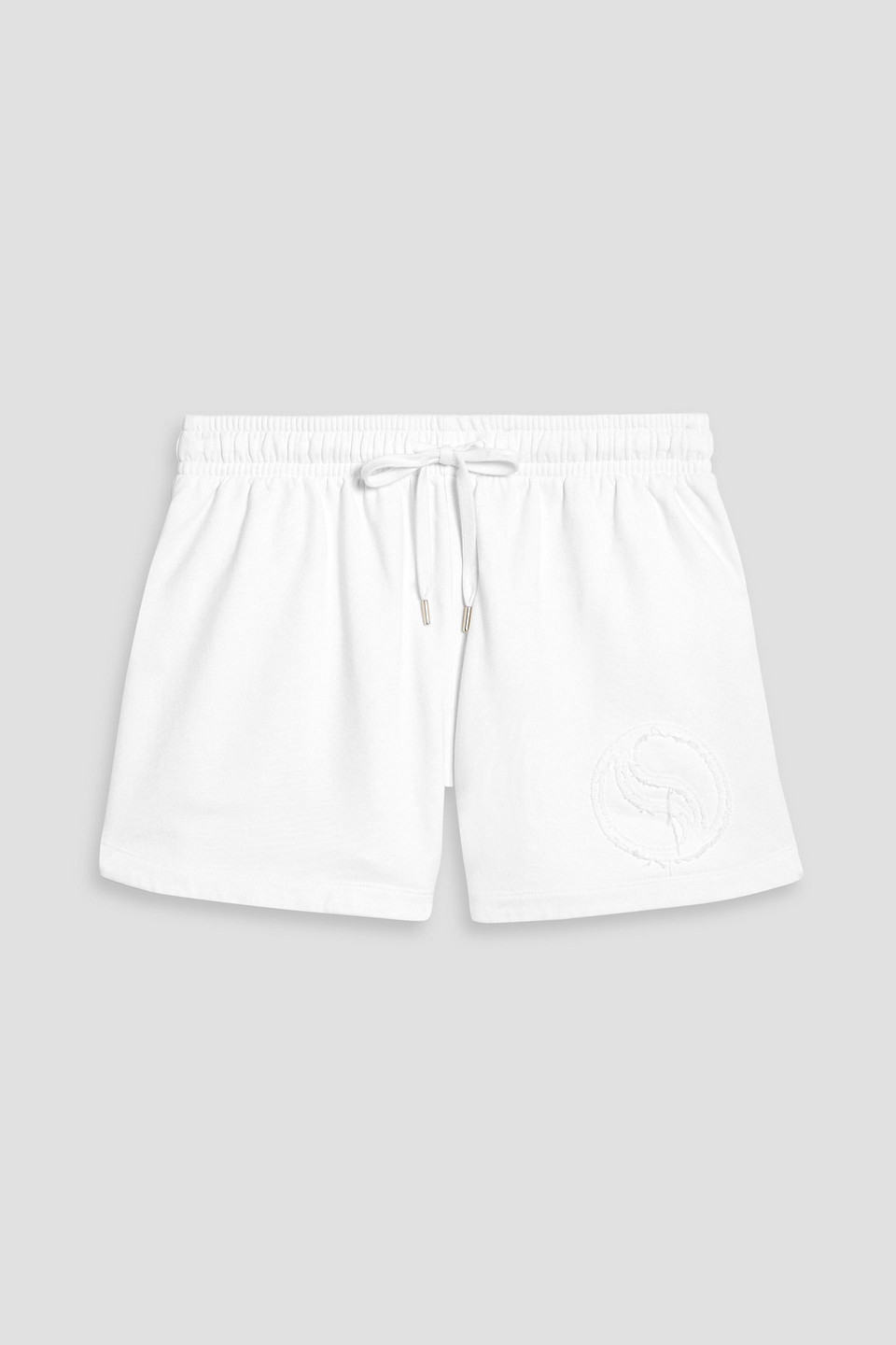 stella mccartney - embroidered french cotton-terry shorts - white - s
