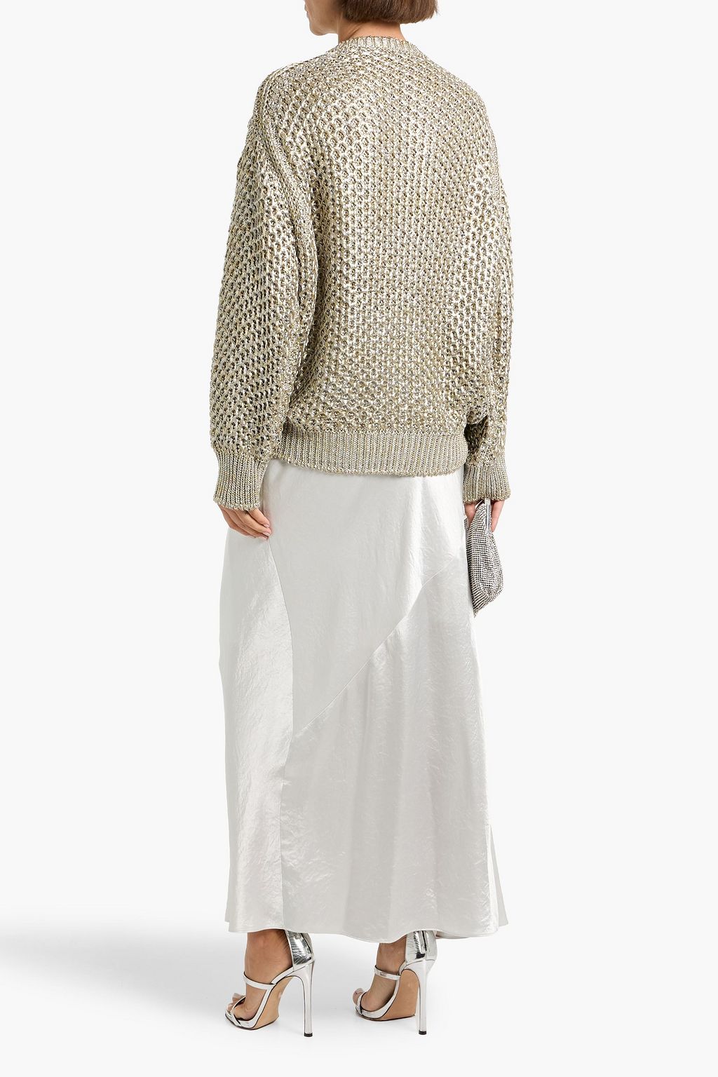 STELLA MCCARTNEY Lace-up metallic cotton-blend sweater