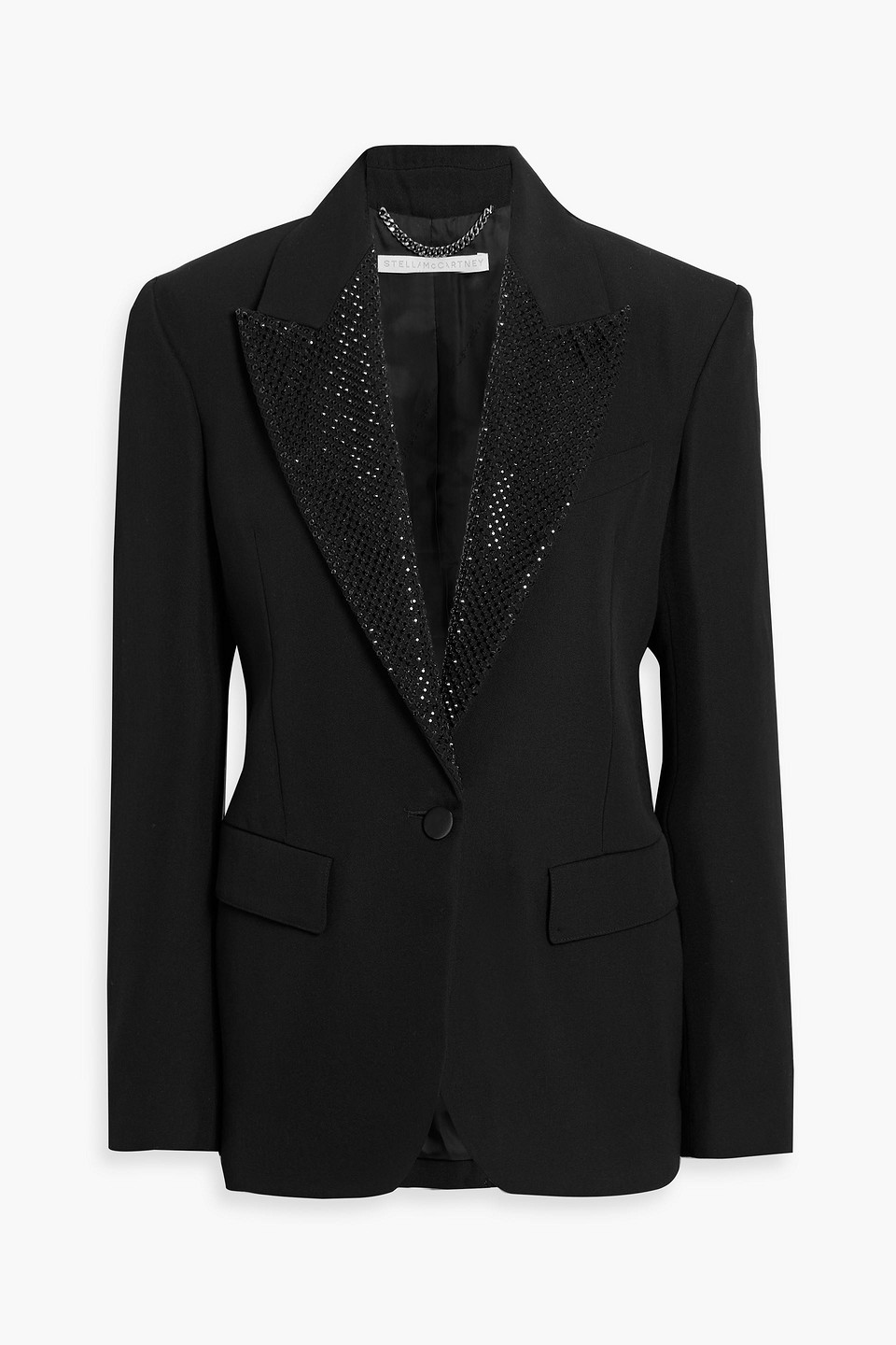 Stella Mccartney Crystal-embellished Wool Blazer In Black