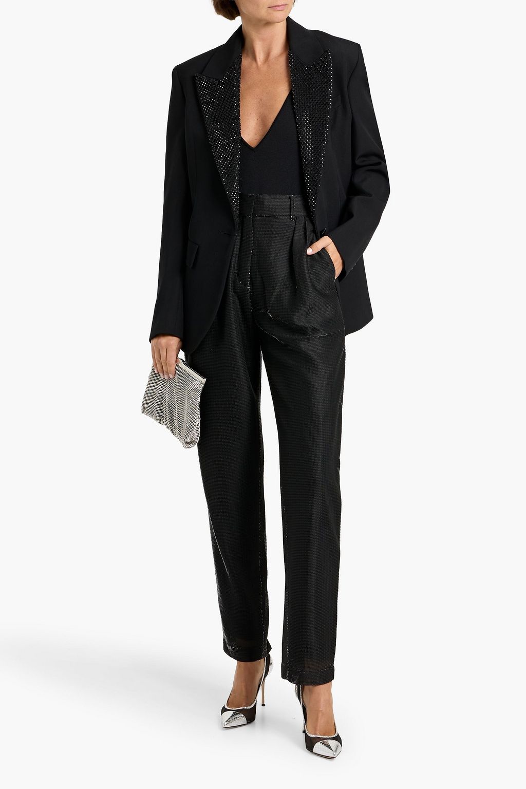 STELLA MCCARTNEY Crystal-embellished wool blazer
