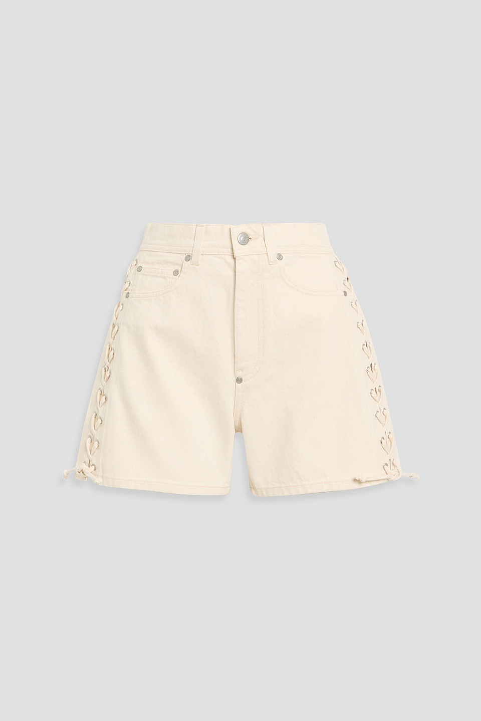 stella mccartney - lace-up denim shorts - white - 26