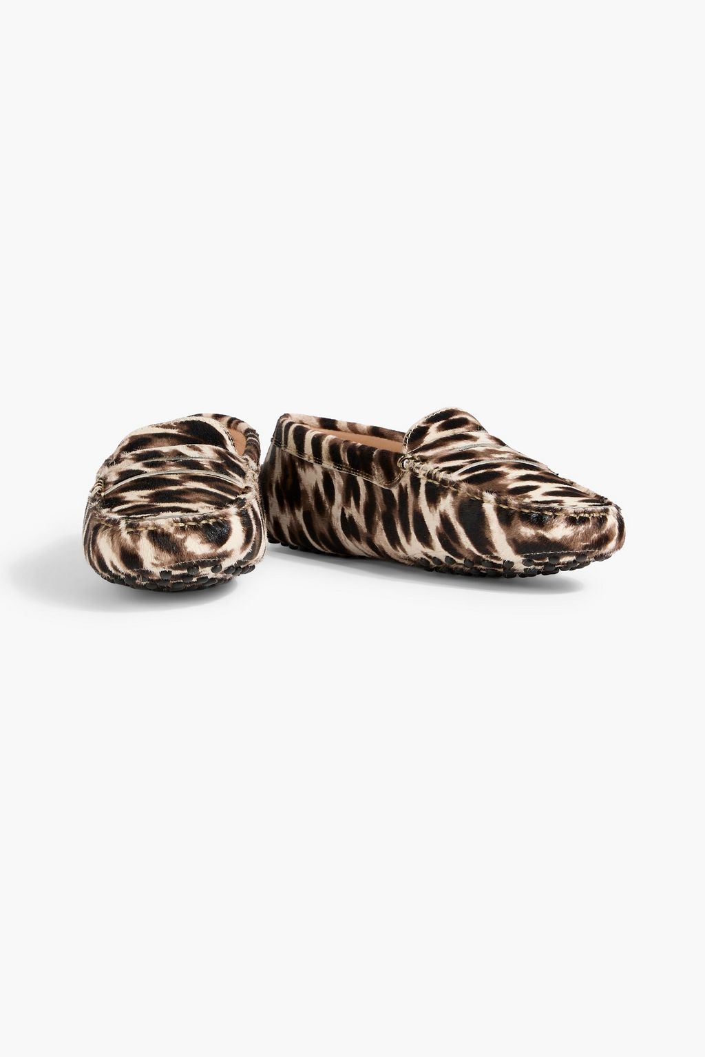 TOD'S Gommino leopard-print calf hair loafers