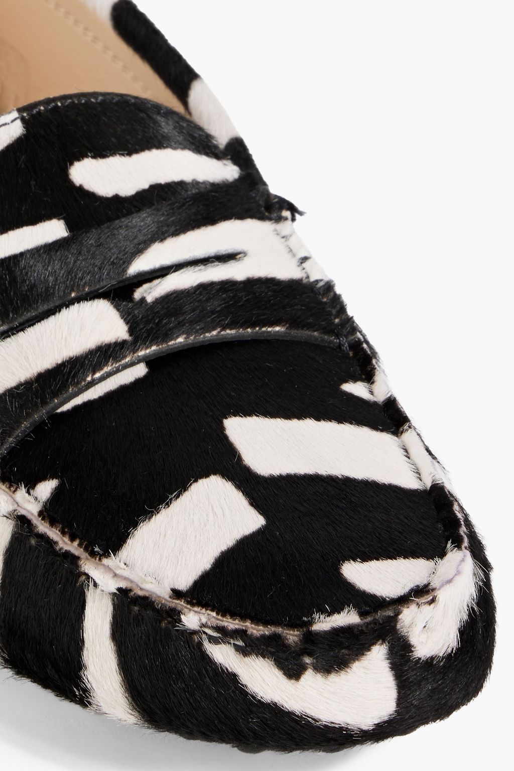 TOD'S Gommino zebra-print calf hair loafers