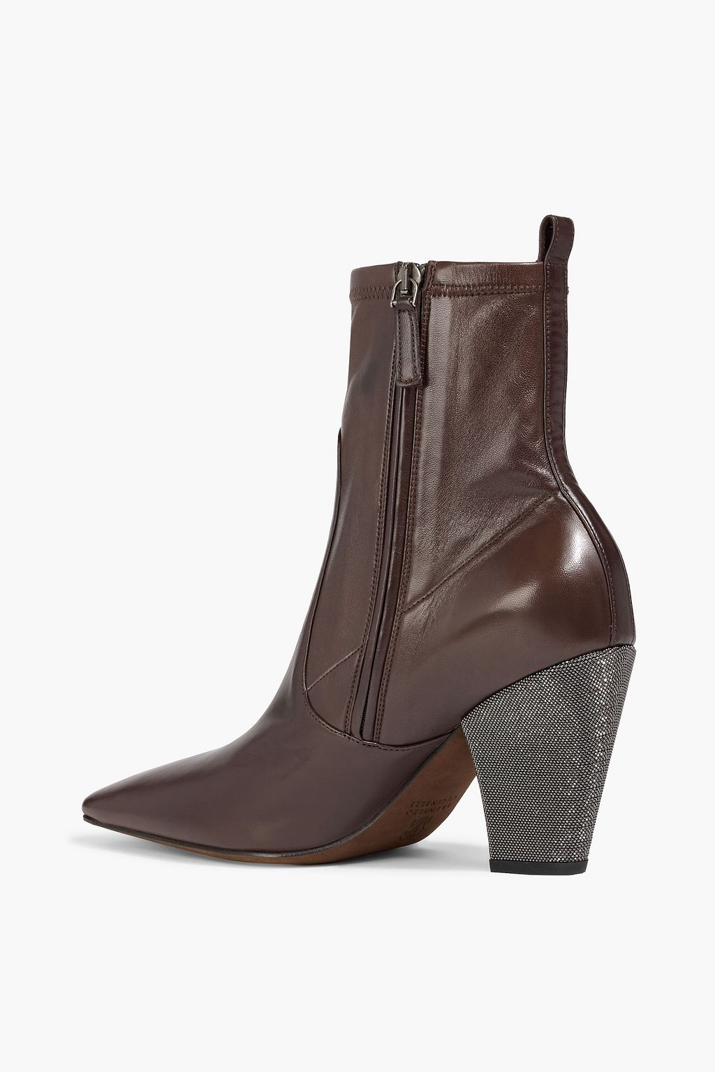 BRUNELLO CUCINELLI Bead-embellished leather ankle boots