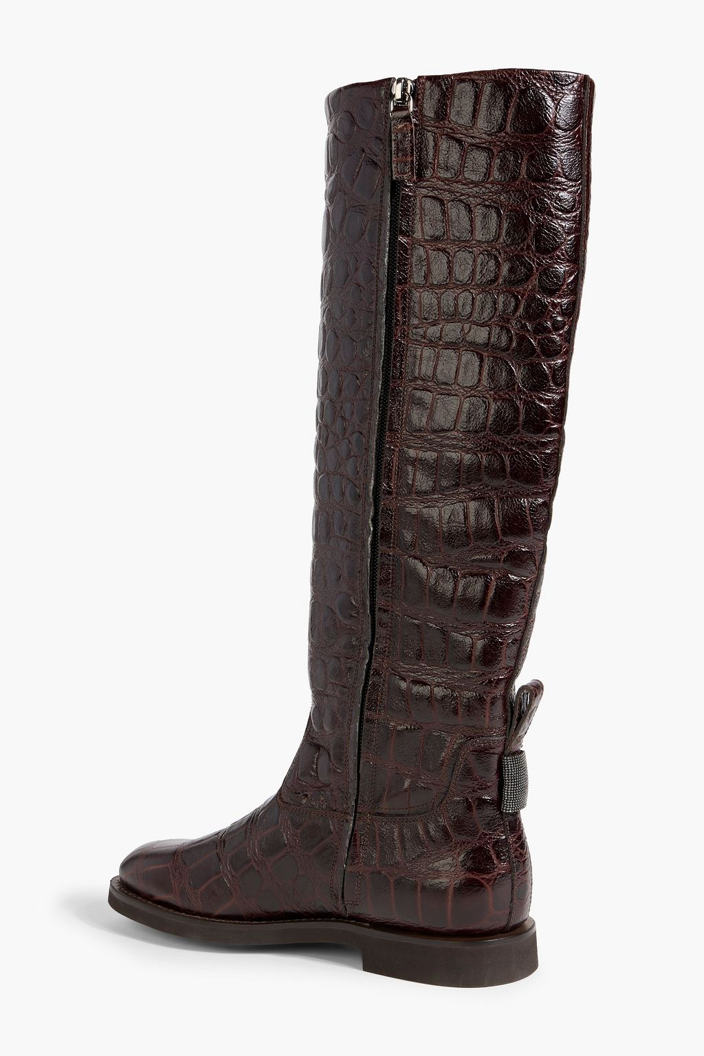 BRUNELLO CUCINELLI Croc-effect leather knee boots