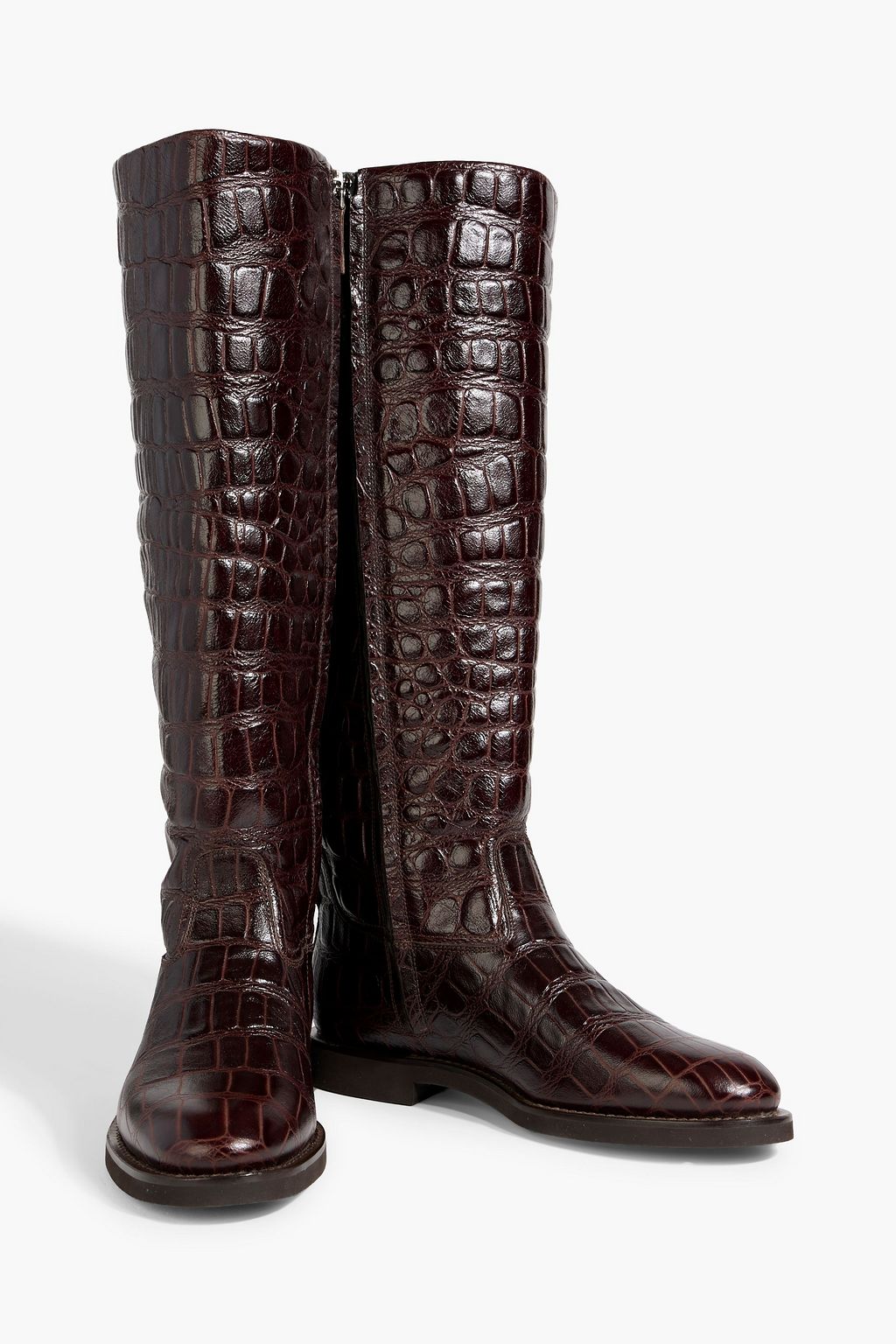 BRUNELLO CUCINELLI Croc-effect leather knee boots