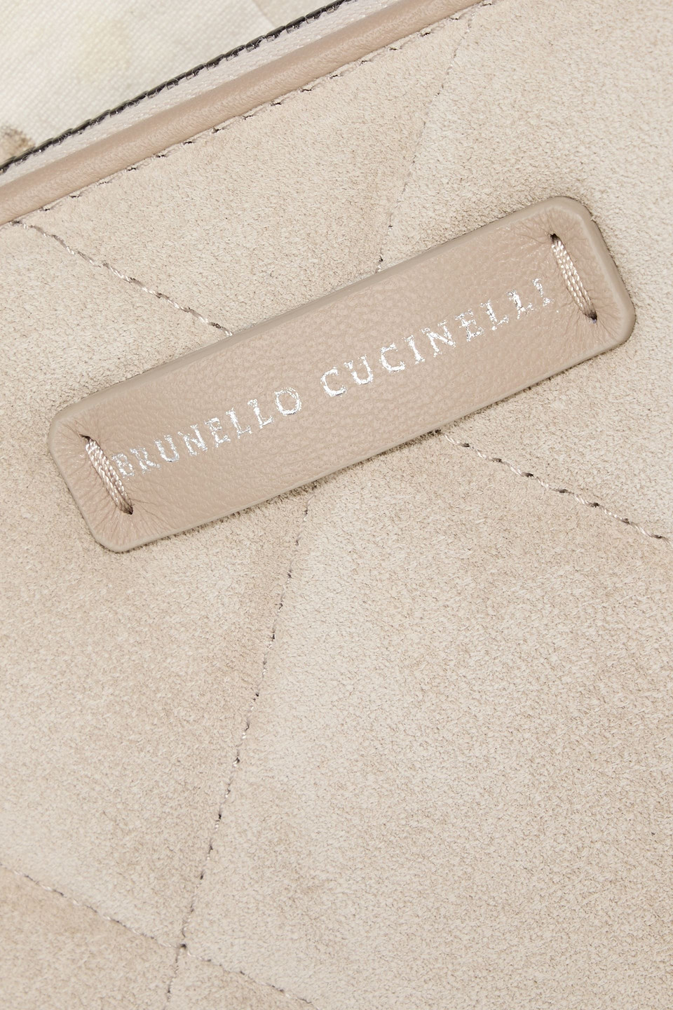  Brunello Cucinelli - Portemonnaie Aus Gestepptem Veloursleder Mit Zierperlen - Neutral - Onesize 