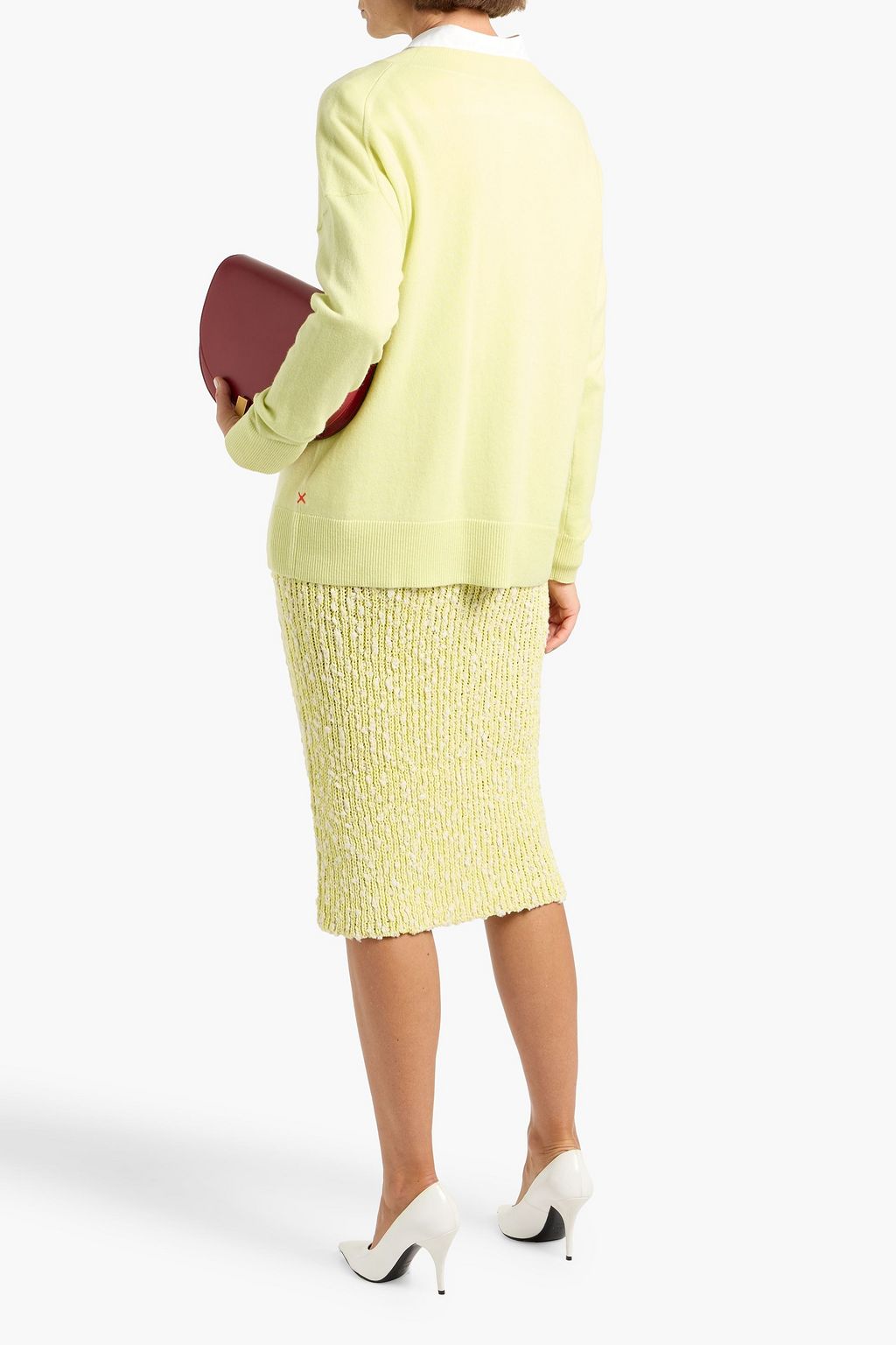 STELLA MCCARTNEY Bouclé-knit cotton-blend midi skirt