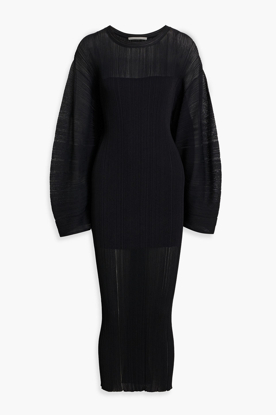Stella Mccartney Plissé-knit Midi Dress In Blue