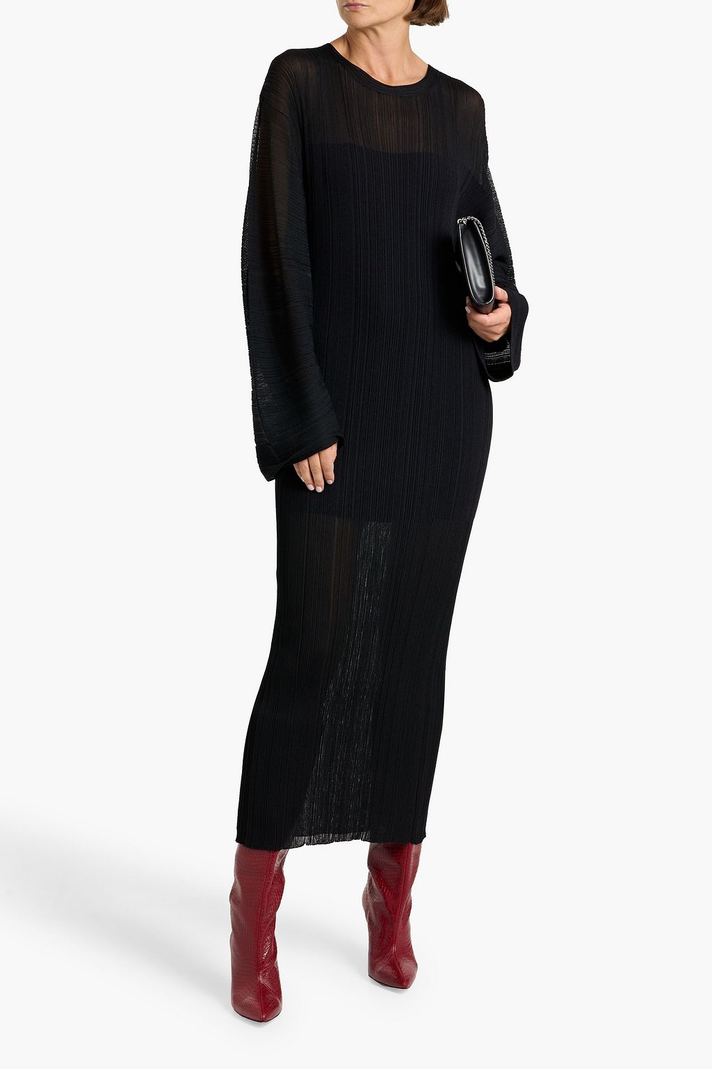 STELLA MCCARTNEY Plissé-knit midi dress