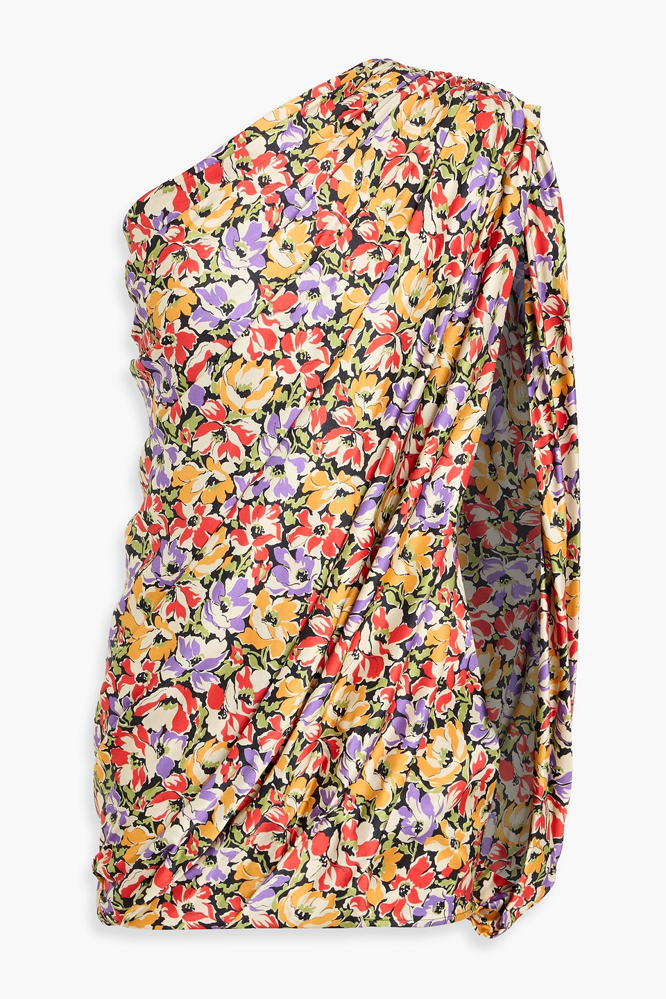 stella mccartney - one-shoulder draped floral-print satin mini dress - yellow - it 40