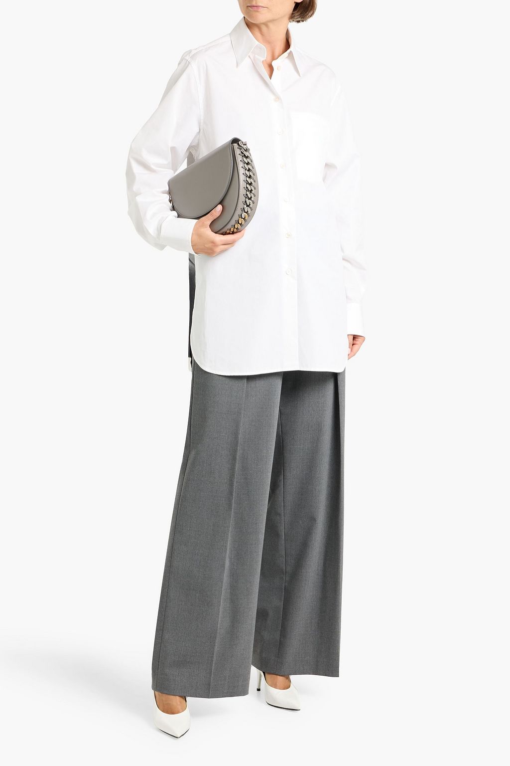 STELLA MCCARTNEY Printed silk-crepe and cotton-poplin shirt