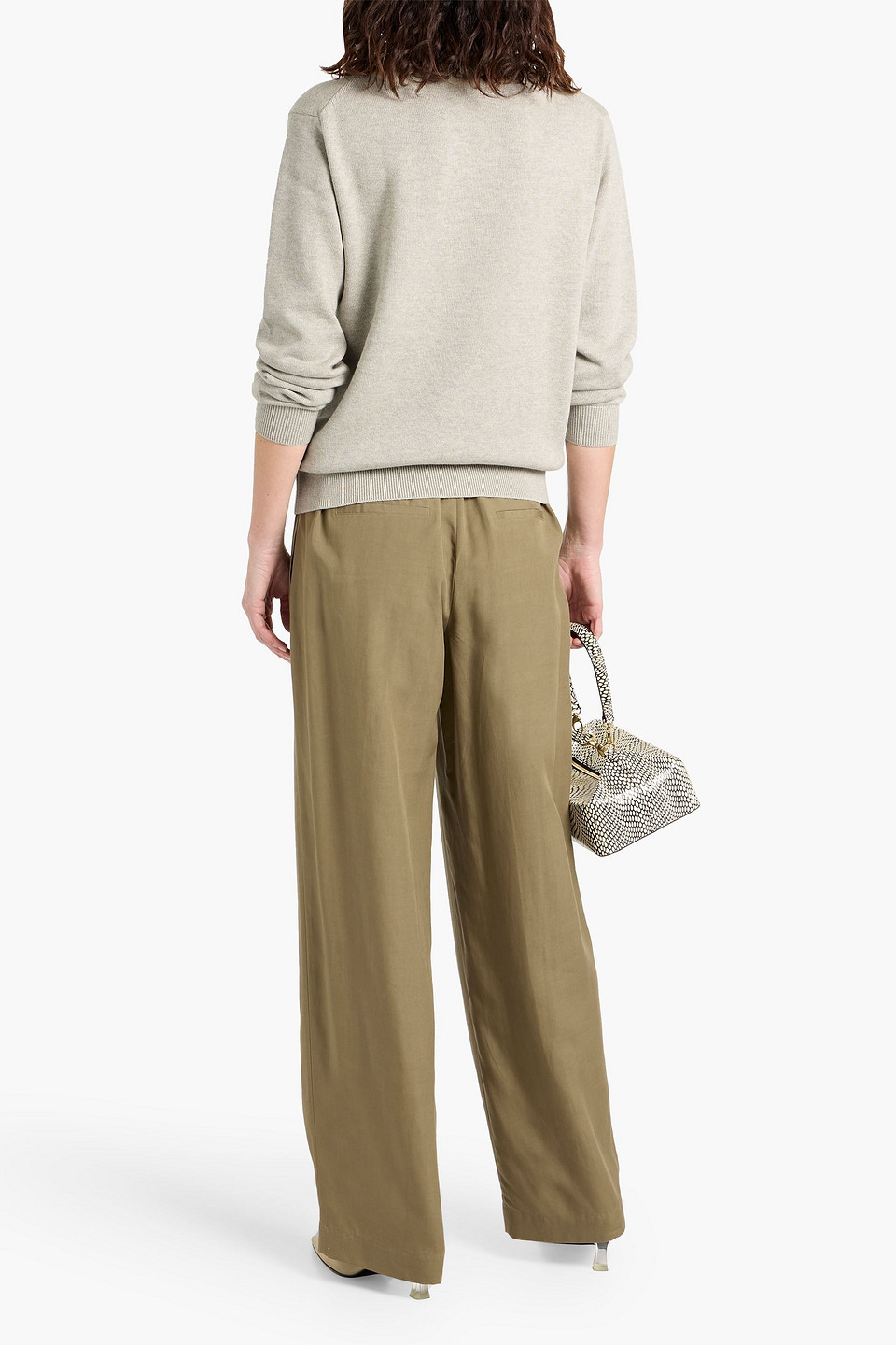 Theory Cotton And Cashmere-blend Sweater In White