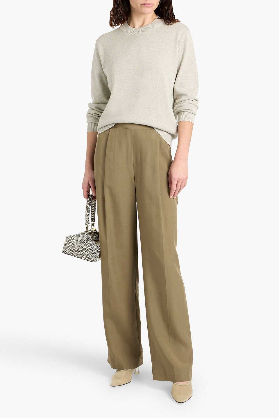 Theory Cotton And Cashmere-blend Sweater In White