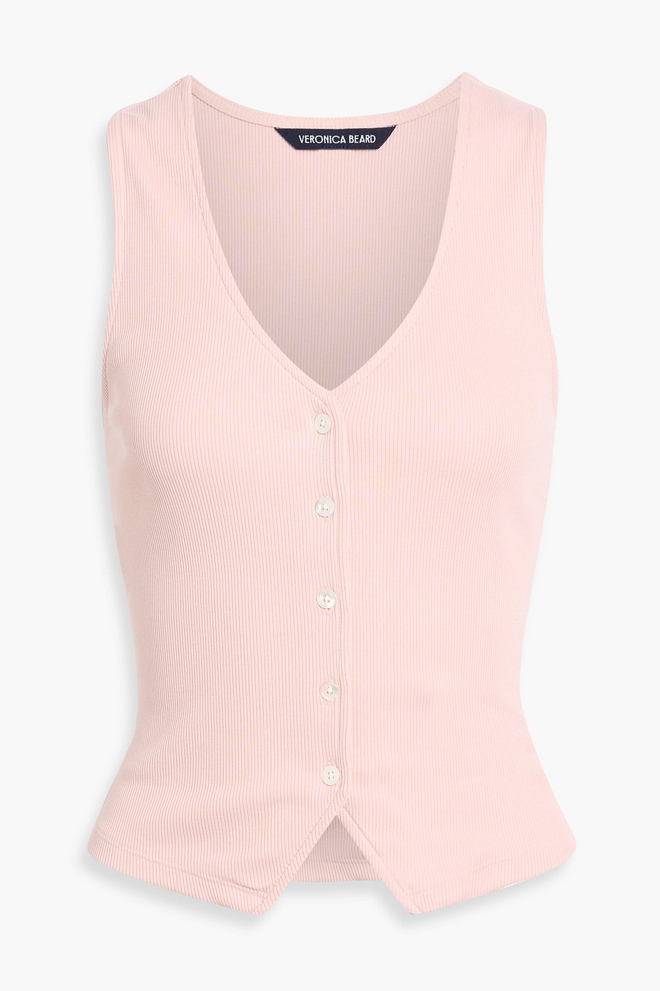 Veronica Beard Hoorne Ribbed Pima Cotton-blend Top In Pink