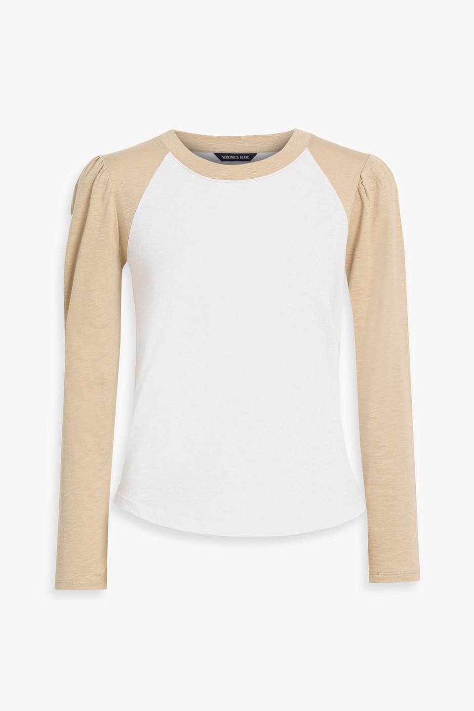 Veronica Beard Mason Two-tone Pima Cotton-jersey Top In Brown