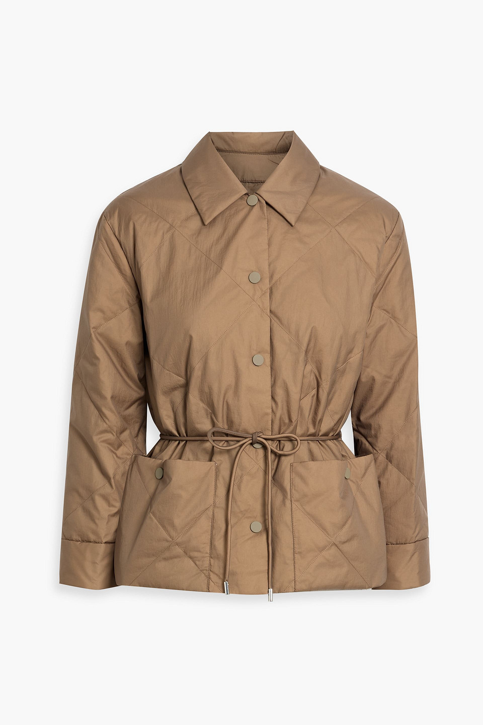 Theory Quilted Shell Down Jacket In Brown