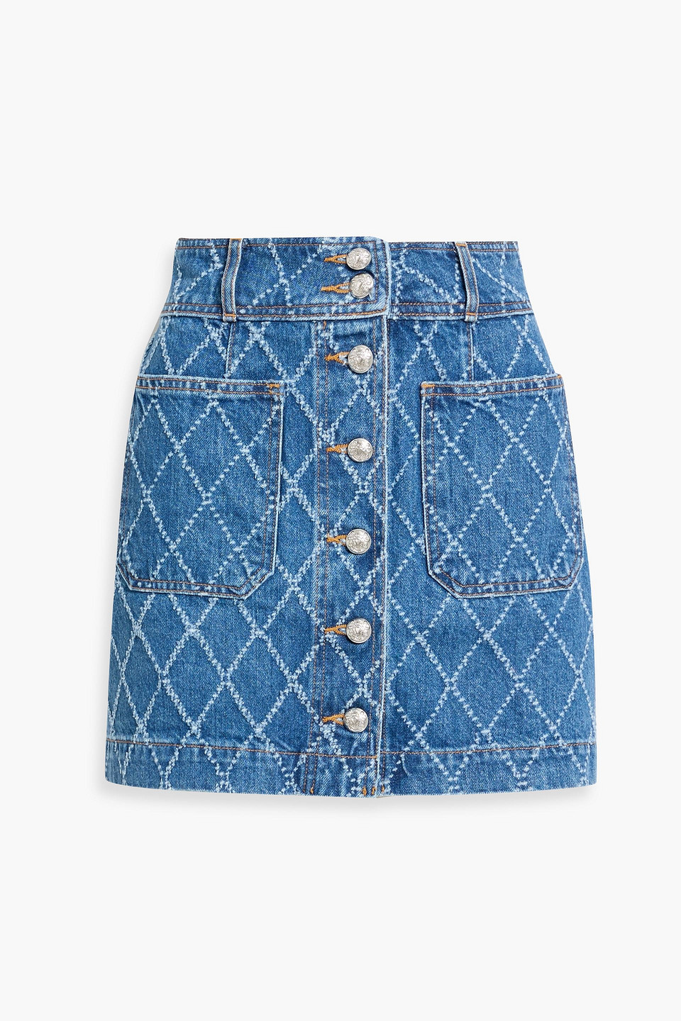 Veronica Beard Moxie Frayed Denim Mini Skirt In Blue