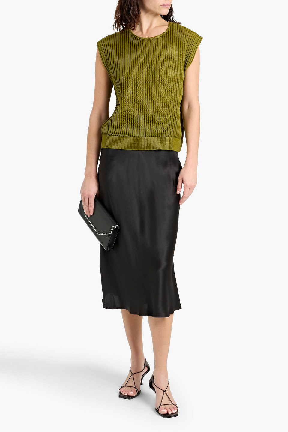 Theory Ribbed Pima Cotton Vest In Brown