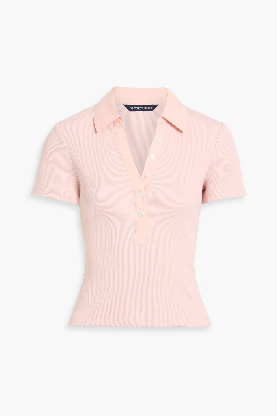 Veronica Beard Kearney Ribbed Pima Cotton-blend Polo Shirt In Pink