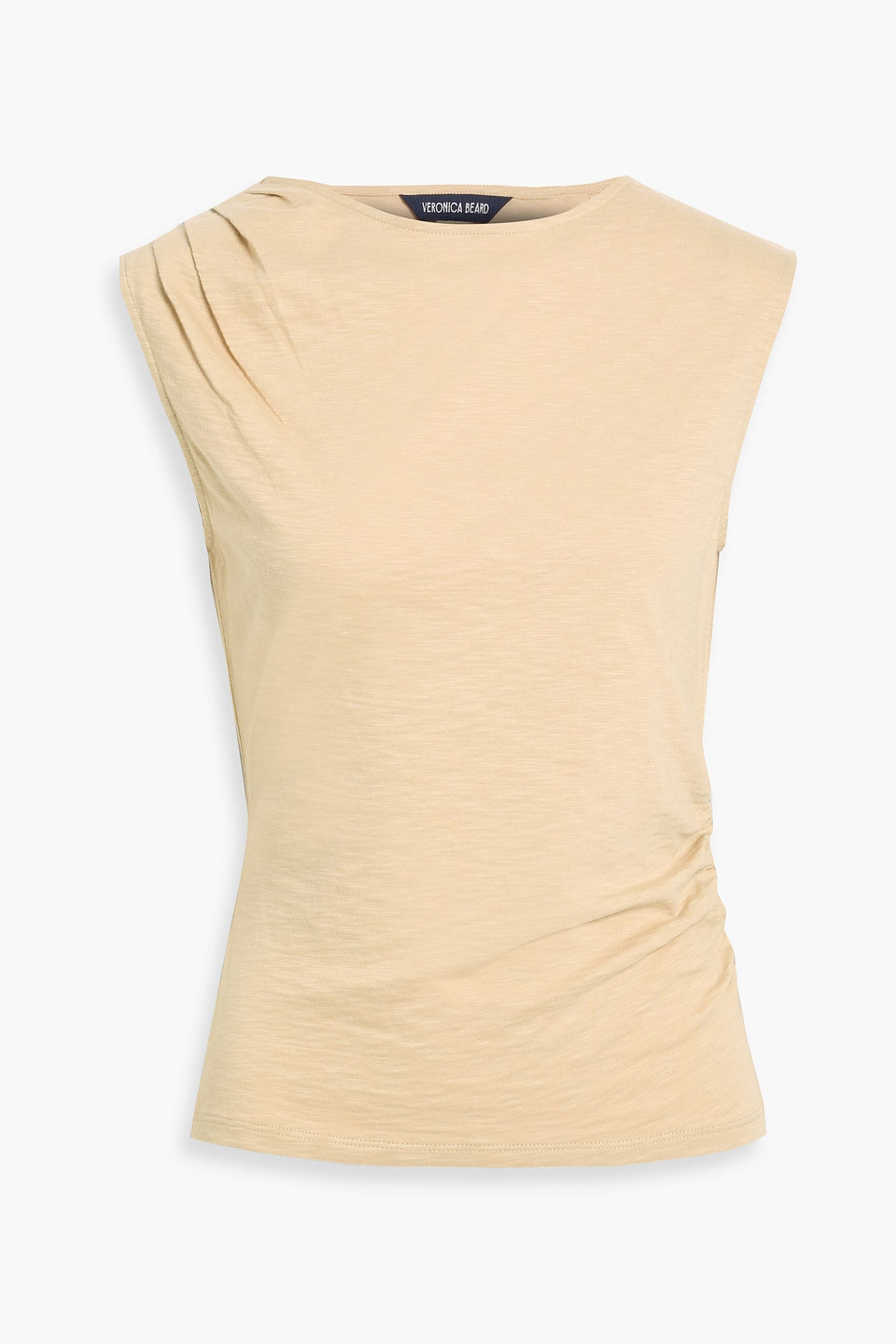 veronica beard - brody draped slub pima cotton-jersey top - neutral - xs