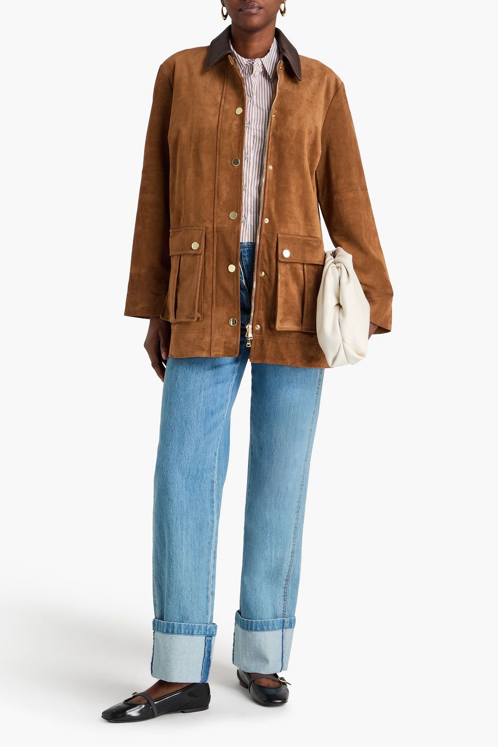 VERONICA BEARD Suz Dickey leather-trimmed suede jacket