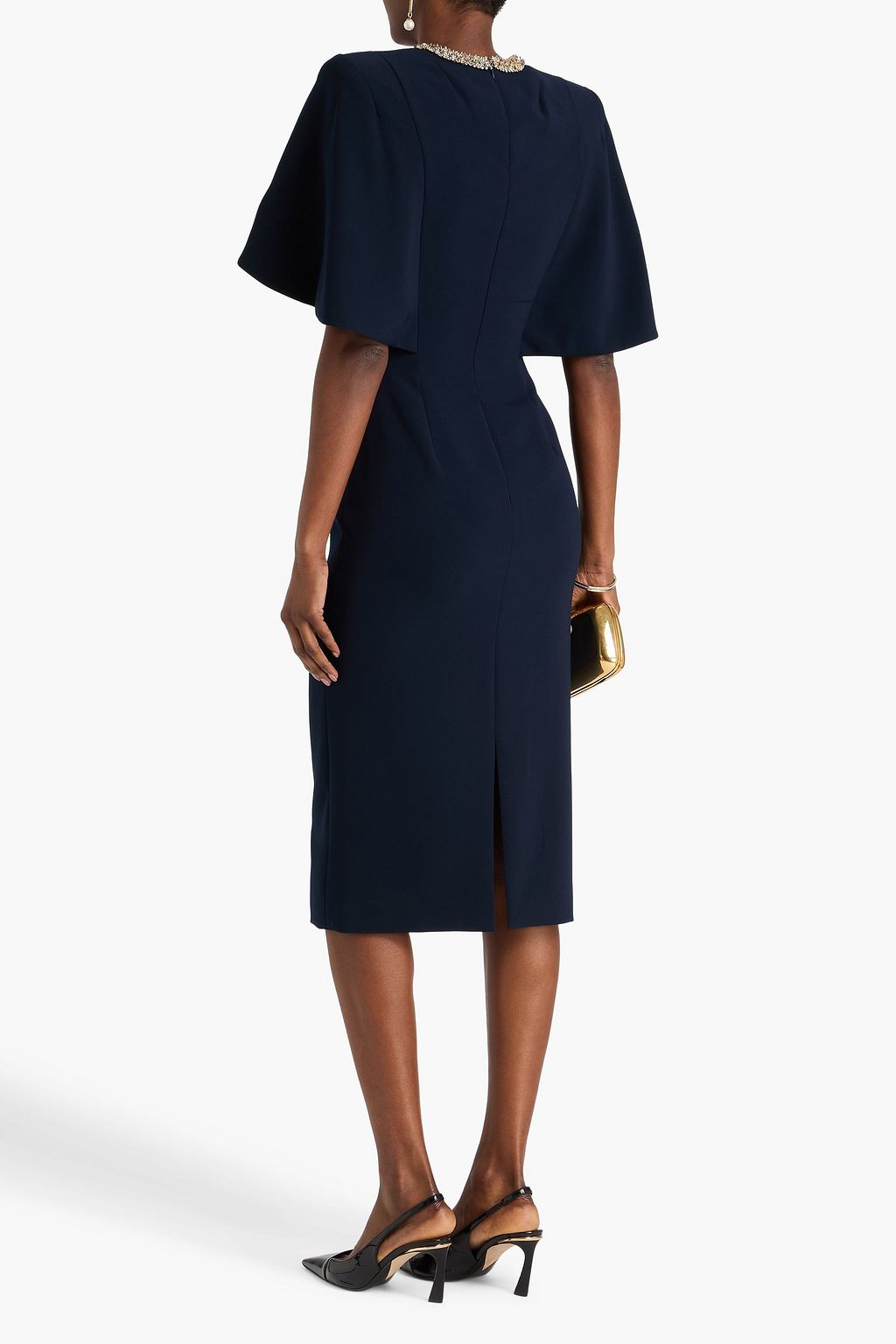 JENNY PACKHAM Crystal-embellished crepe midi dress