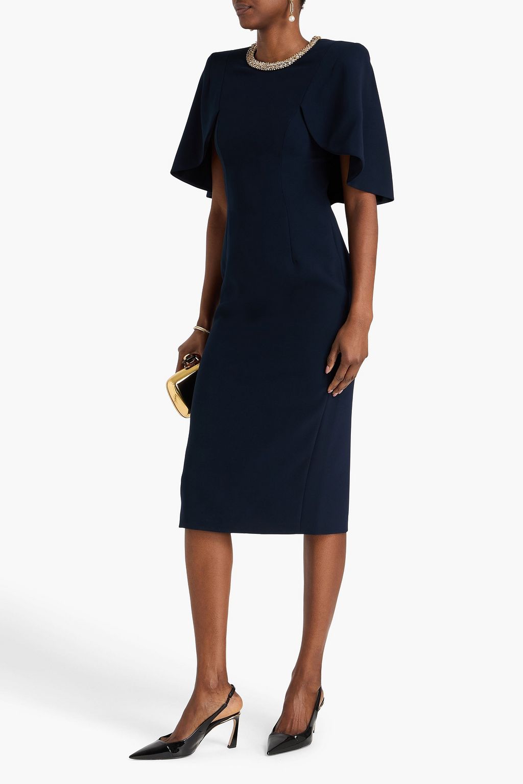 JENNY PACKHAM Crystal-embellished crepe midi dress