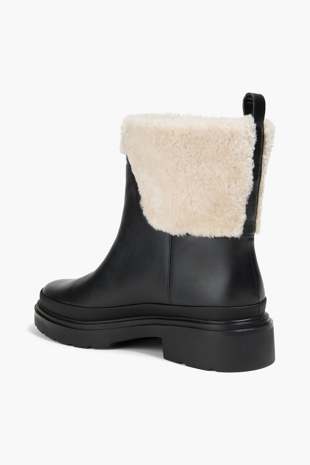 VINCE. حذاء بوت إلى الكاحل "بيرسي" من الجلد مزخرف بصوف الحمل