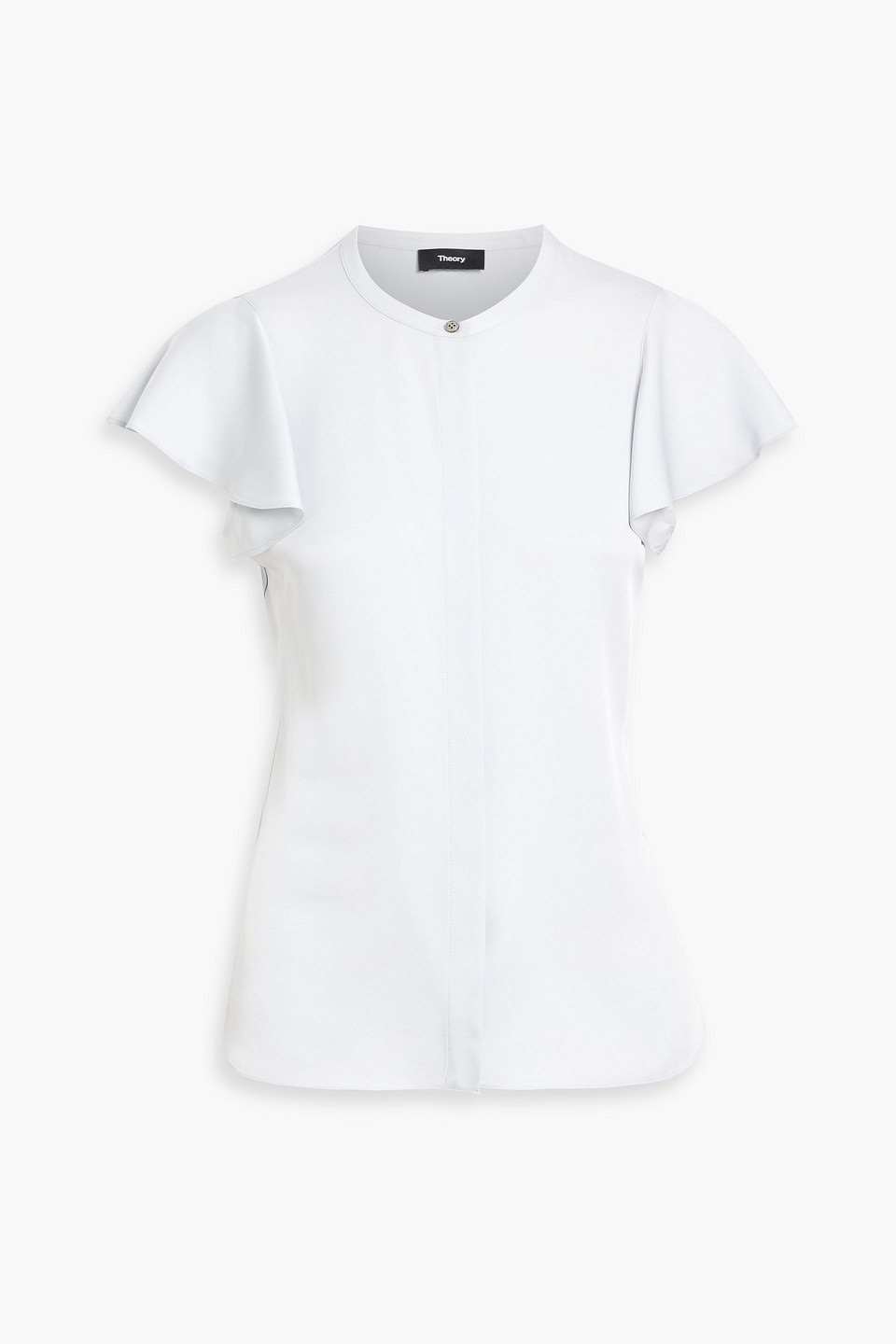 Theory Ruffled Silk Crepe De Chine Top In White