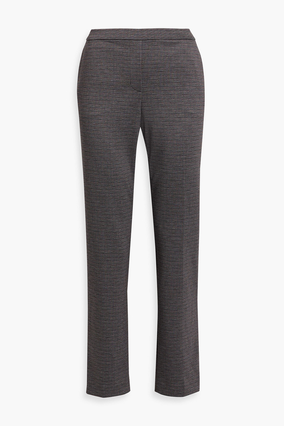 Theory Treeca Houndstooth Cady Slim-leg Pants In Gray