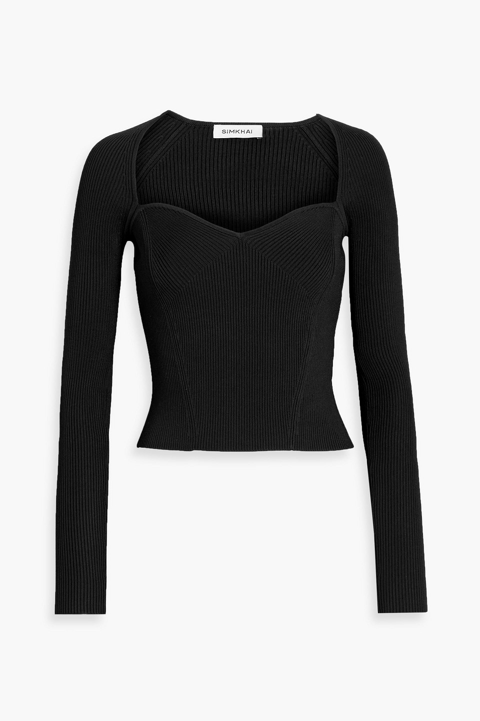Simkhai Giuliana Ribbed-knit Top In Black